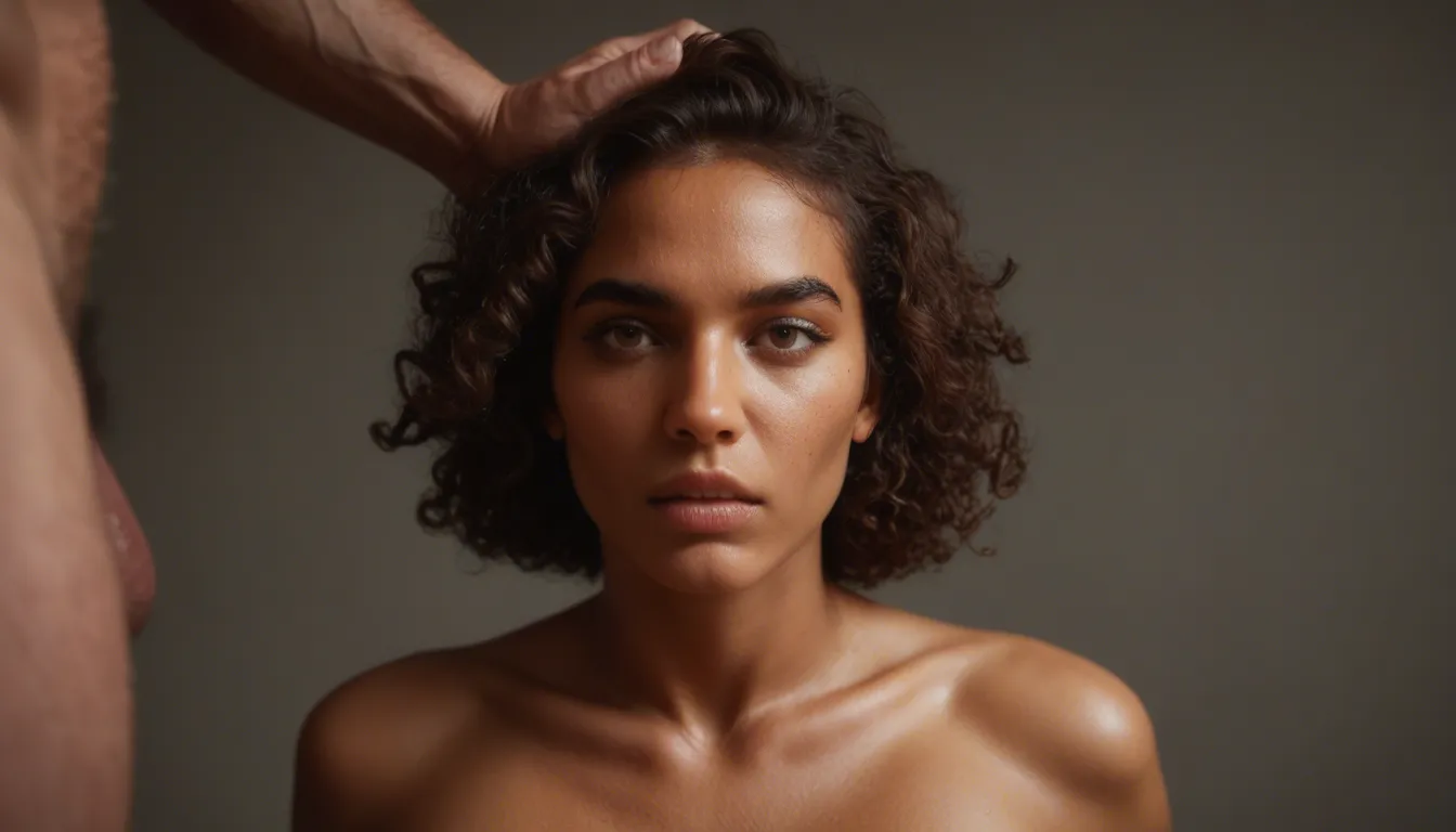 45 years old indigenous woman from Colombia, dark-skinned, with curly tied up hair, fully naked, fucked by a guy, showing her face, boobs and hairy pussy