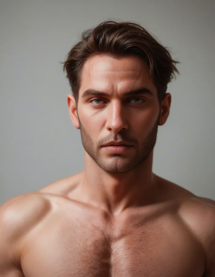 Husband who runs naked to his wife and cums on her face, score_9, score_8, candid photo, realistic skin texture, visible skin pores, film grain, depth of field