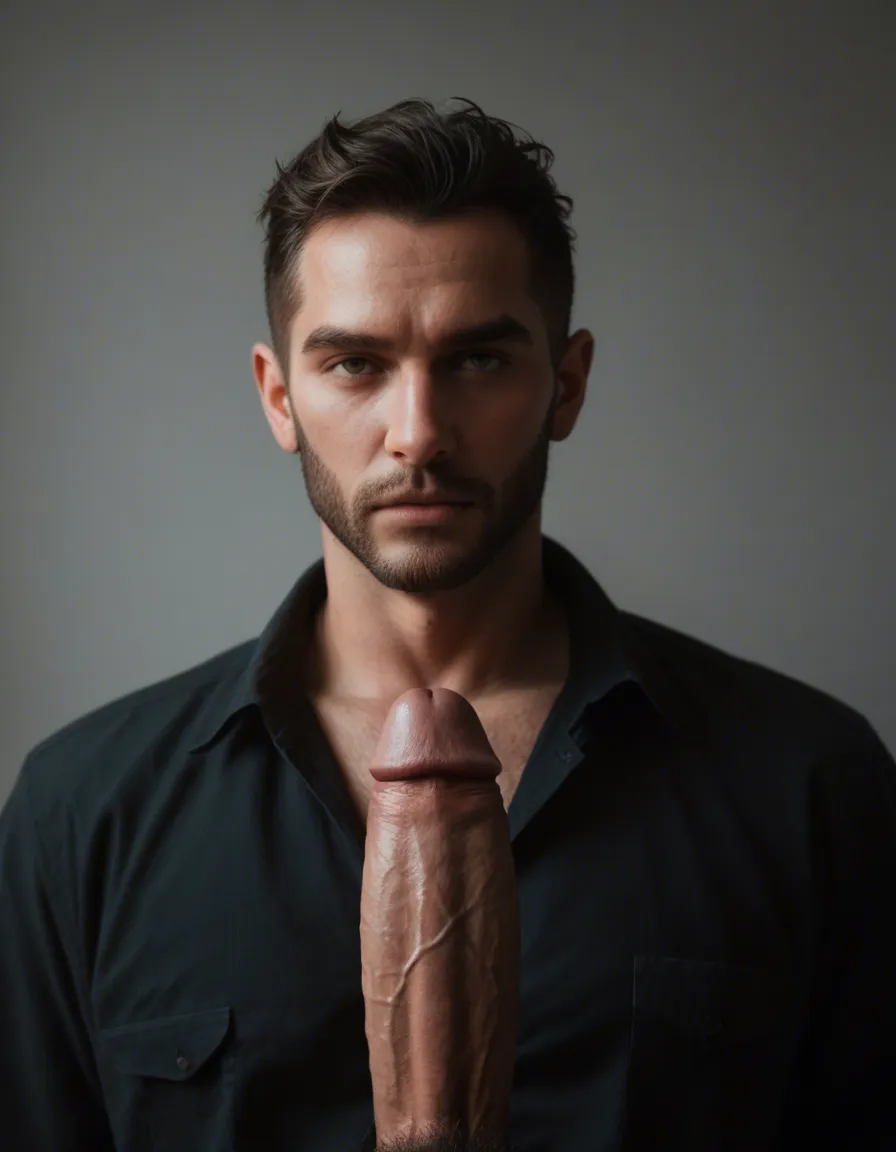 A black man with his big cock, score_9, score_8, candid photo, realistic skin texture, visible skin pores, film grain, depth of field