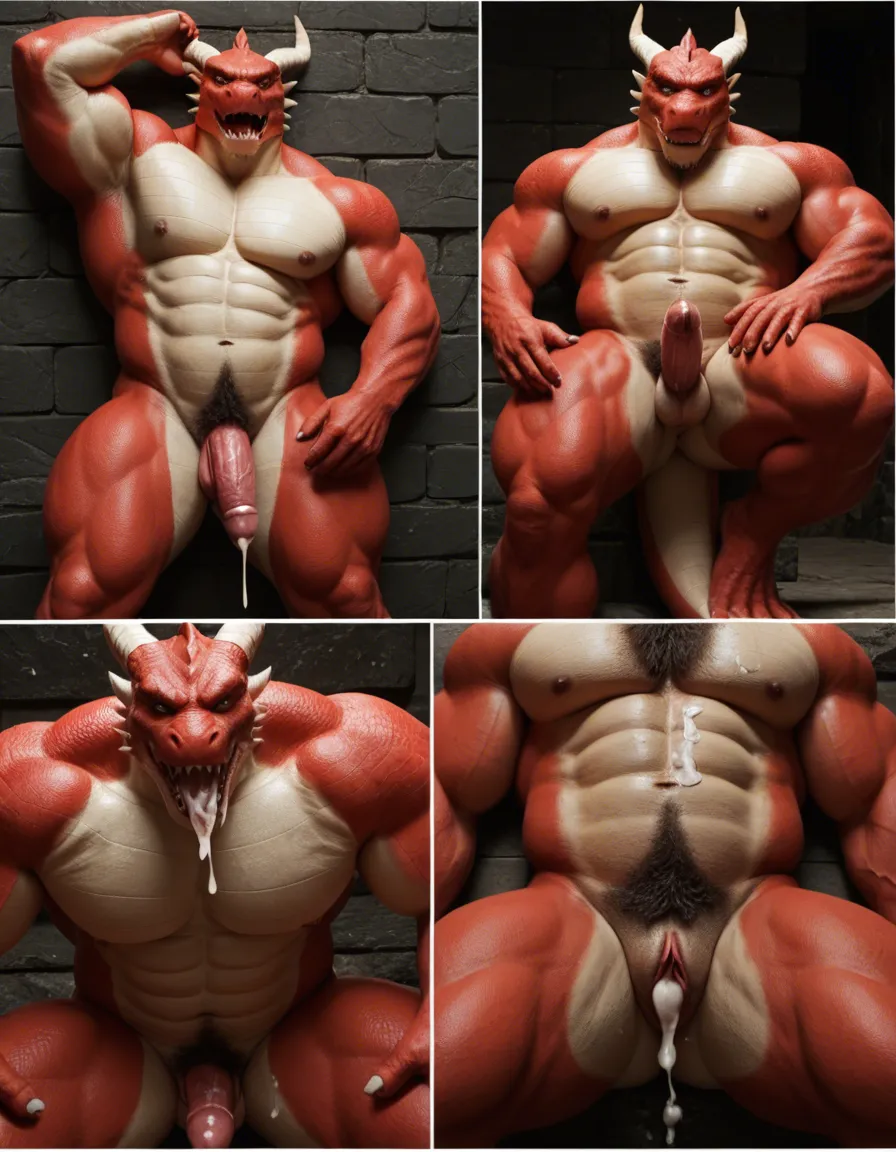 Masterpiece, bara, muscular_male, chubby, plump, dragonborn, furry, dragon, white scales, red eyes, comic, silent_comic, cum_in_pussy, cum_in_mouth, cum_on_body, cumdrip, cum, cum_in_ass, cum_overflow, score_9, score_8, candid photo, realistic skin texture, visible skin pores, film grain, depth of field