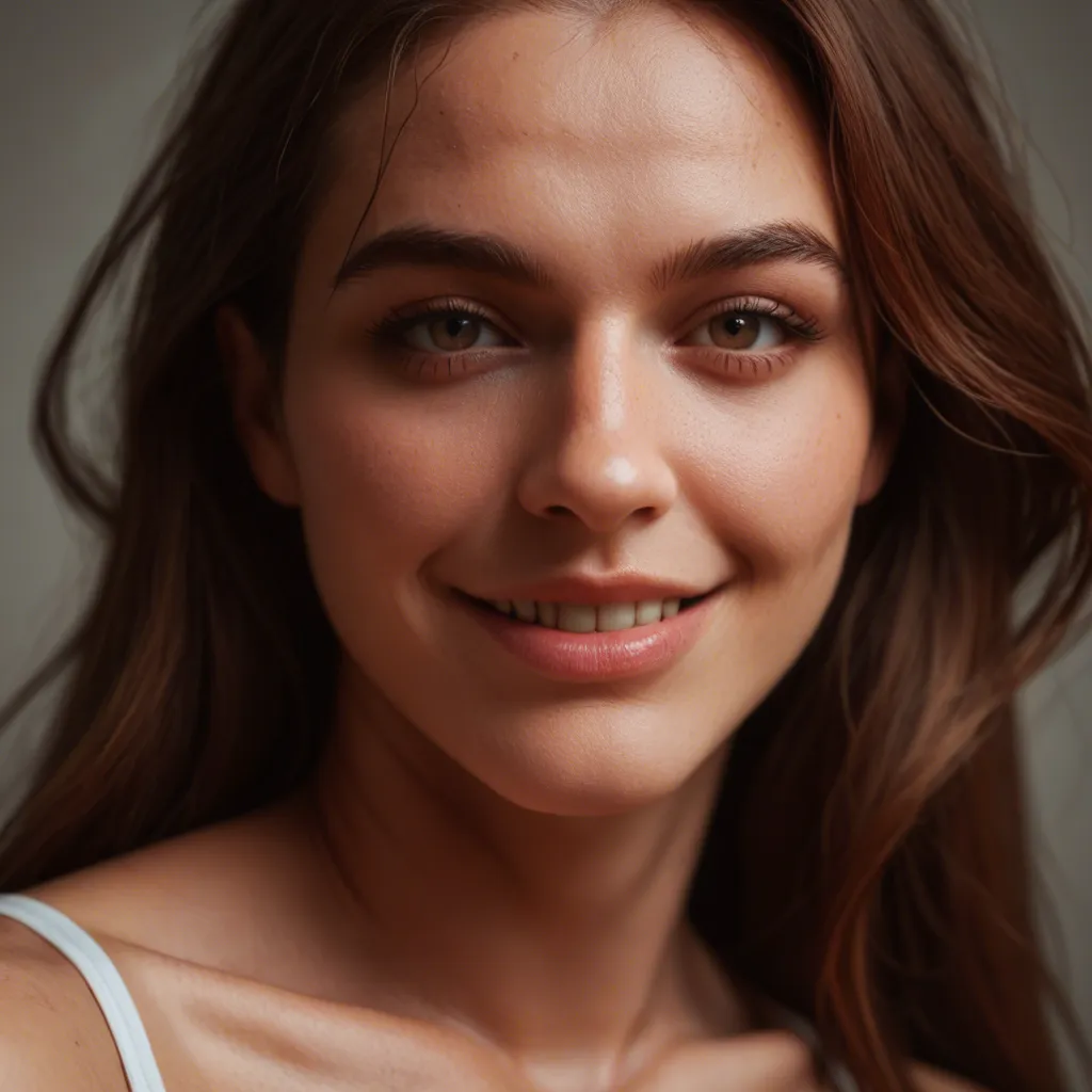 1_girl, close_look, looking_at_viewer, deepthroat, smile, brown_hair