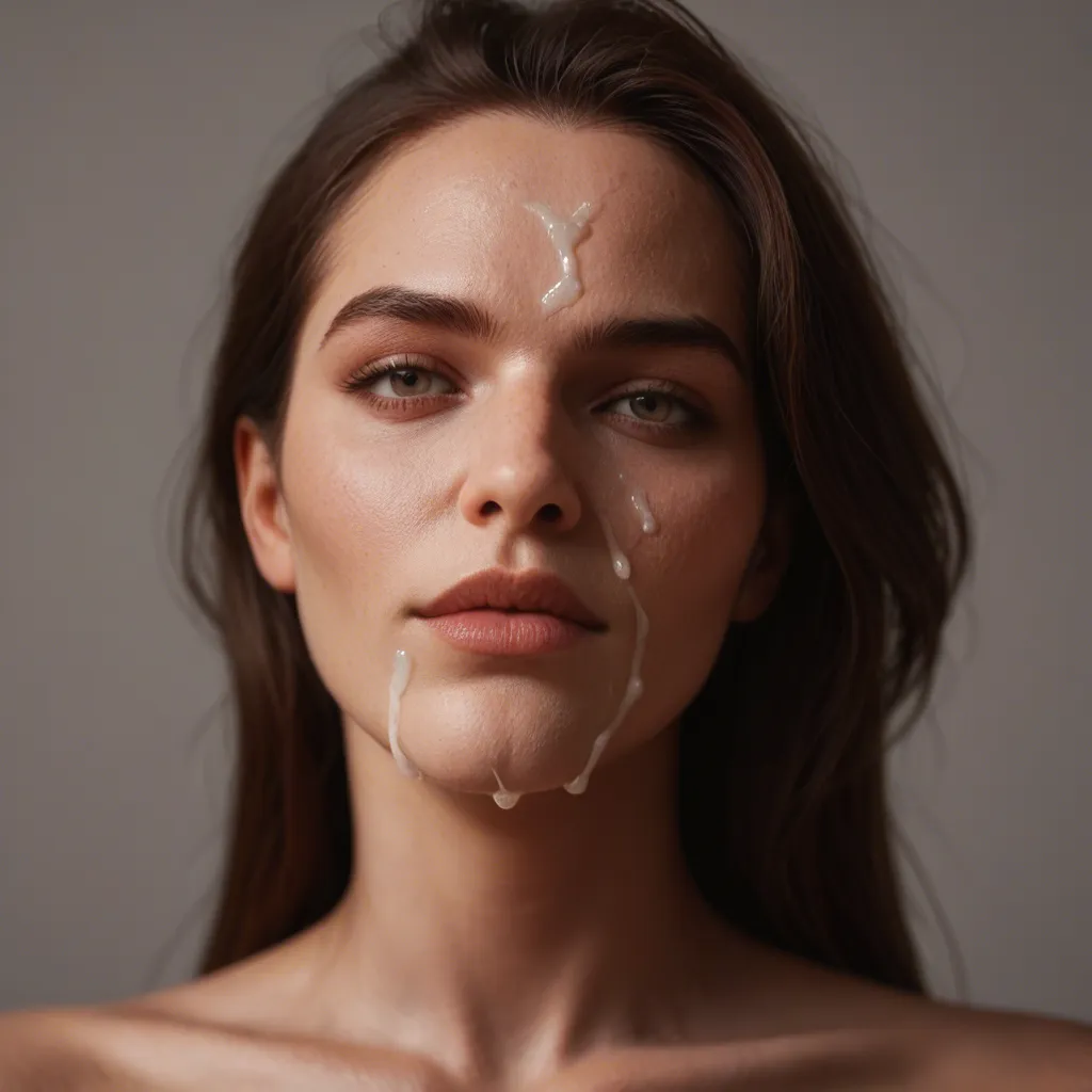 sharp focus, 8k uhd, medium shot, 1other, cum on face, bare legs, simple background, natural skin halftone ,shemale