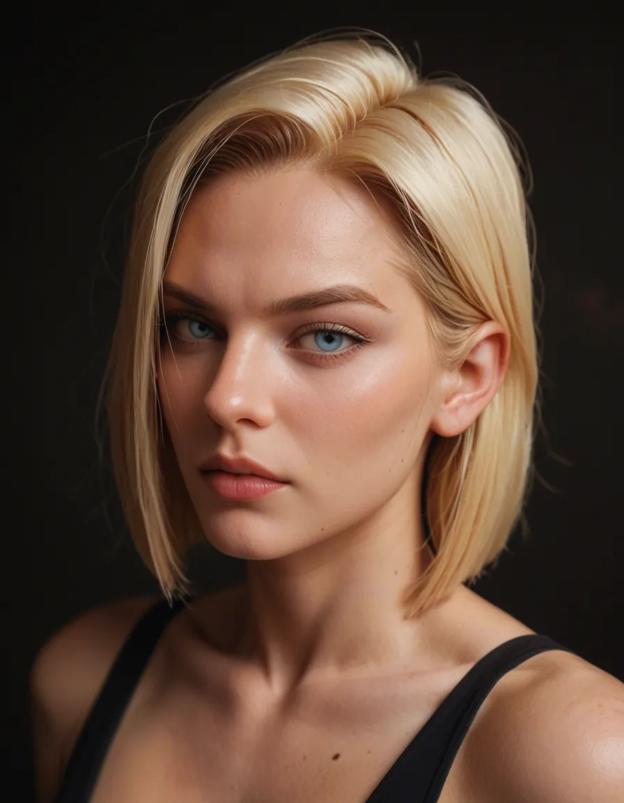 @android_18, score_9, score_8, candid photo, realistic skin texture, visible skin pores, film grain, depth of field