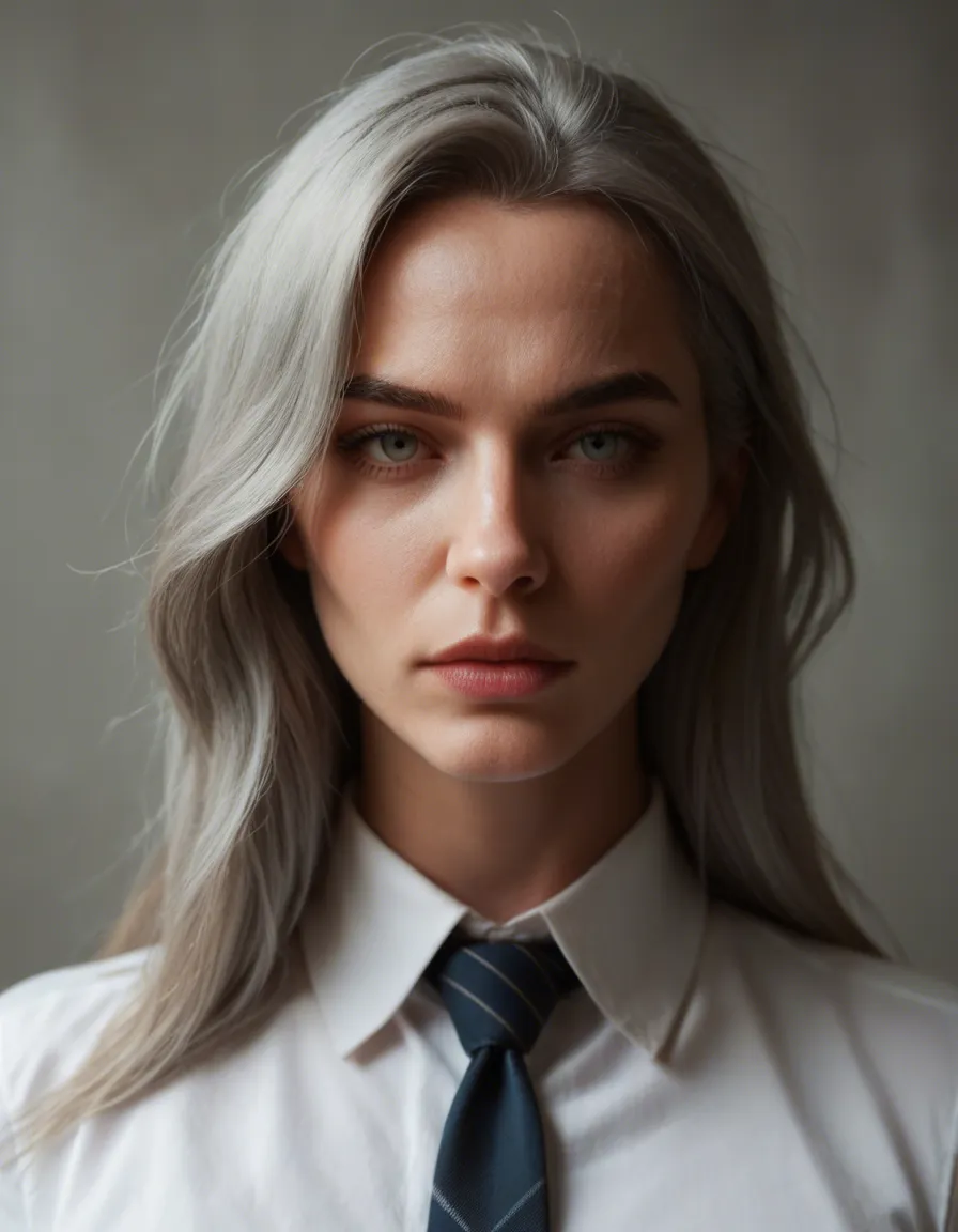 RAW photo, ultra realistic, multiple women, grey hair, necktie, bondage, soft lighting, 8k uhd photo, score_9, score_8, candid photo, realistic skin texture, visible skin pores, film grain, depth of field