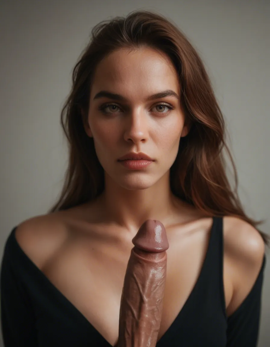 Inhuman cock, score_9, score_8, candid photo, realistic skin texture, visible skin pores, film grain, depth of field