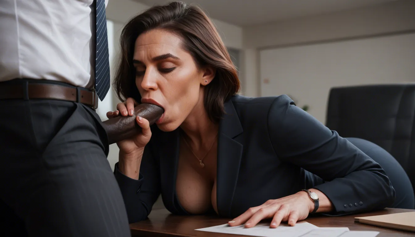 short African mature_female , office_lady , medium_breasts , business suit, orgasm, (mmf threesome:1.3), (oral sex:1.2), (anal sex:1.2), on desk, in office, photorealistic, detailed skin, full body, natural indoor lighting,