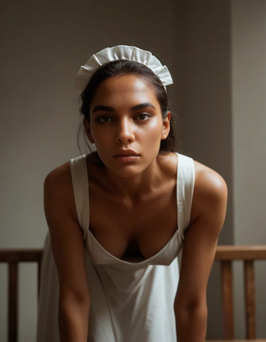 ultra HD, lifelike, latina, maid, skinny, tied up, bent over, big tits, being sanked score_9, score_8, candid photo, realistic skin texture, visible skin pores, film grain, depth of field, score_9, score_8, candid photo, realistic skin texture, visible skin pores, film grain, depth of field