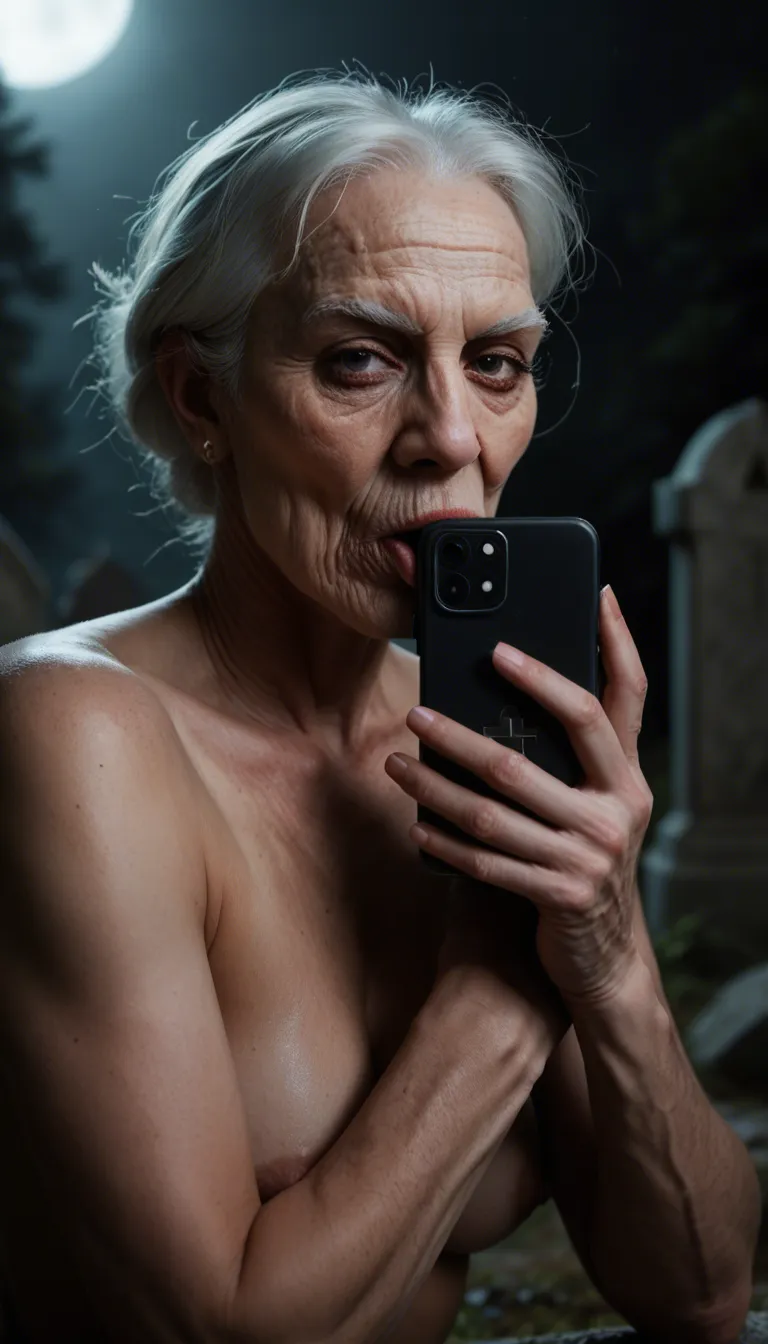 Scary ghost Granny sucking a big dick in the graveyard