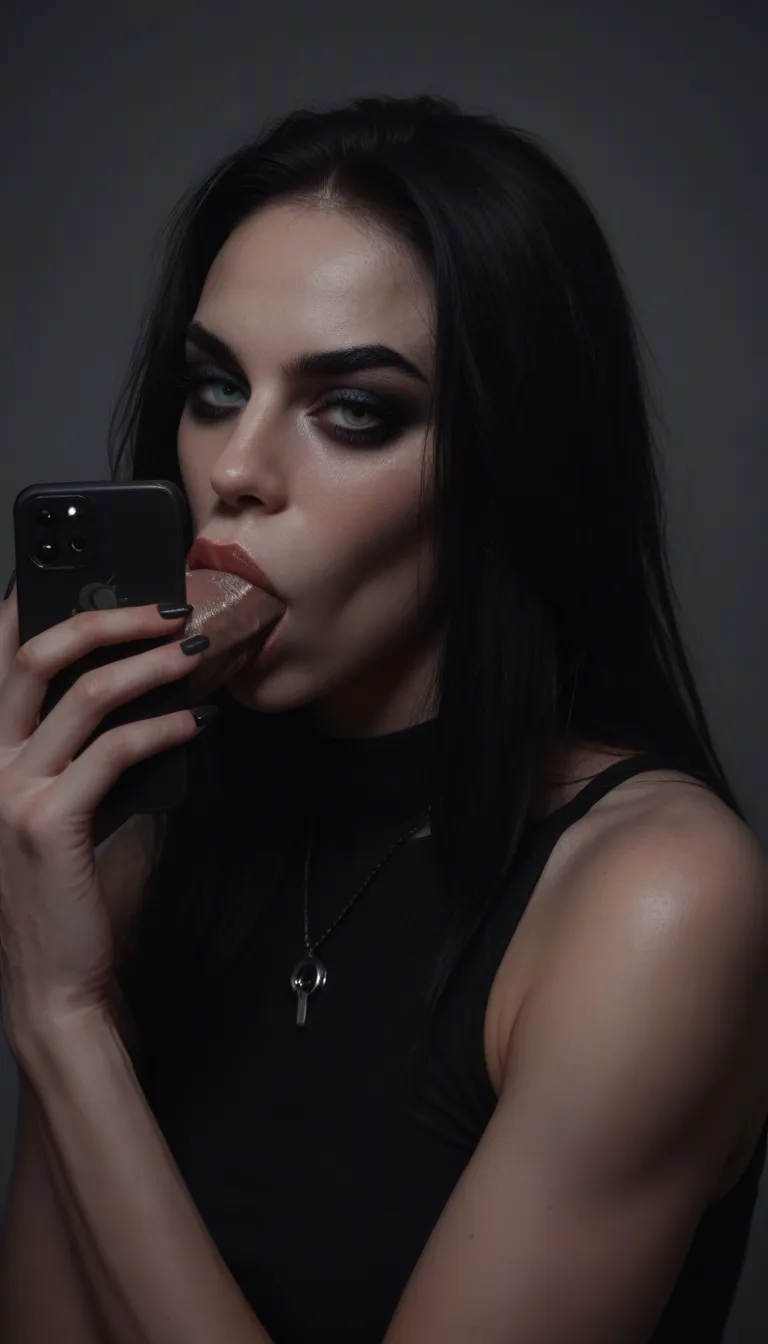 sexy goth woman giveing blowjob to sexy goth shemale