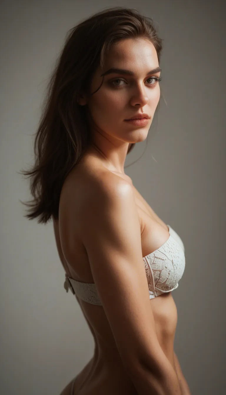 sharp focus, 8k uhd, solo, bare shoulders, bow, presenting, studio photo