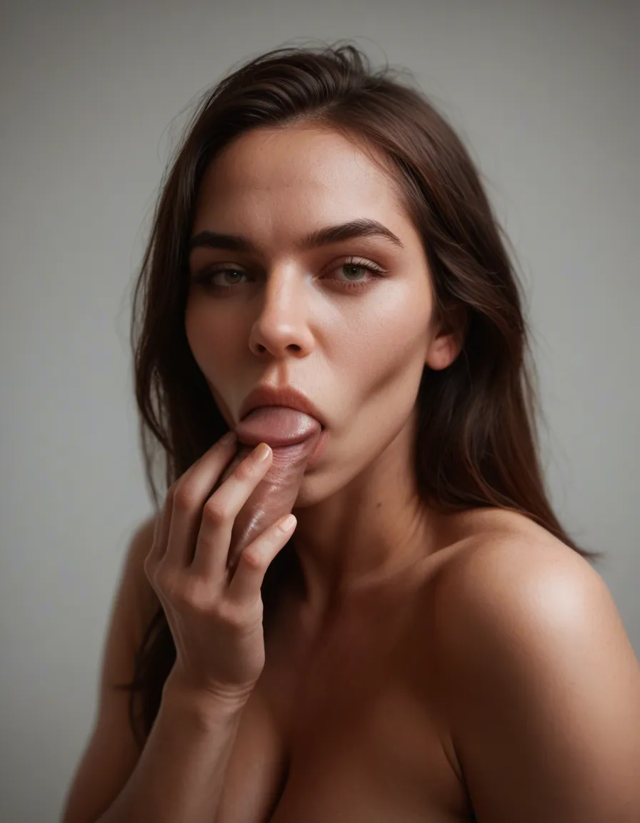 sucking dick, score_9, score_8, candid photo, realistic skin texture, visible skin pores, film grain, depth of field