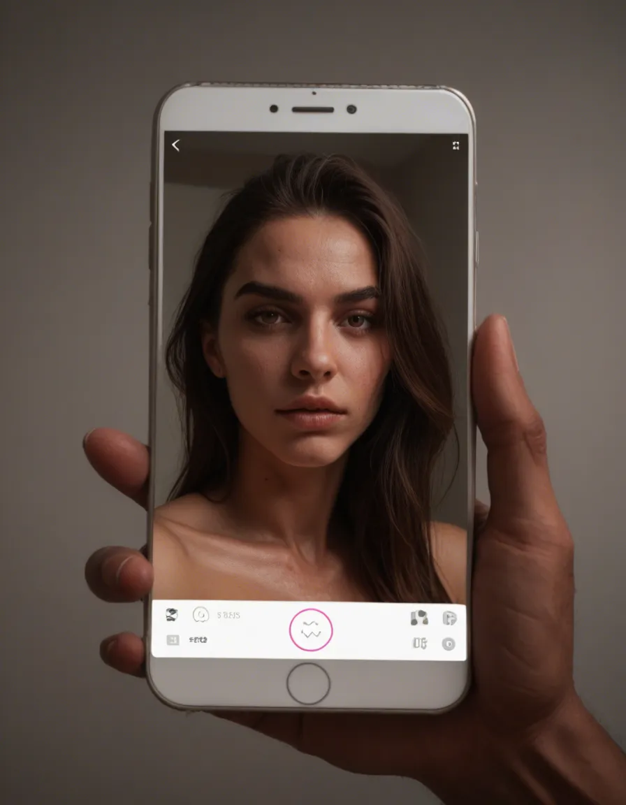 snapchat tit picture, score_9, score_8, amateur photo, phone snapshot, realistic skin texture, skin blemishes, soft indoor lighting