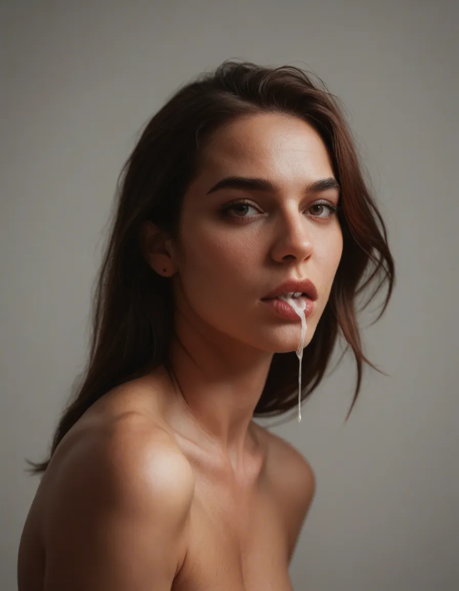 Shes giving me a blowjob until i cum in her mouth, score_9, score_8, candid photo, realistic skin texture, visible skin pores, film grain, depth of field