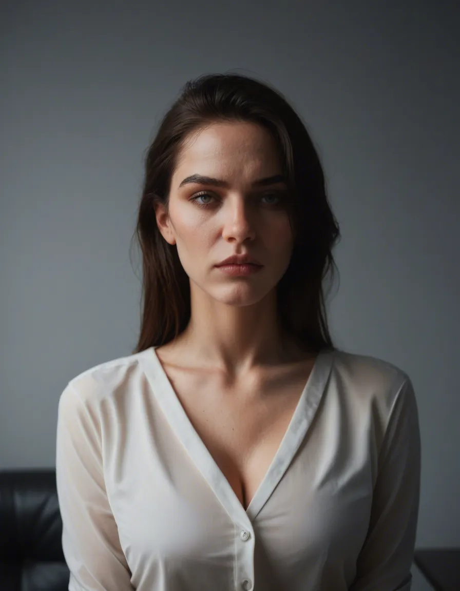 cinematic photo, 8k, office lady, bondage, collarbone, blue sky, dslr quality, score_9, score_8, candid photo, realistic skin texture, visible skin pores, film grain, depth of field
