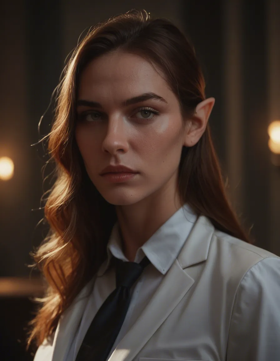 professional photo, high detail, elf girl, ribbon, futanari, moonlight, dslr quality, score_9, score_8, candid photo, realistic skin texture, visible skin pores, film grain, depth of field