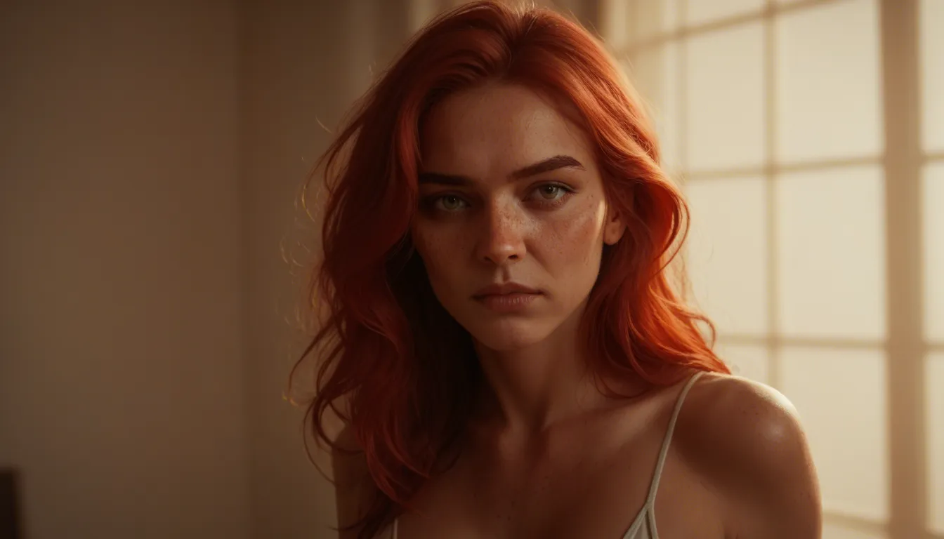 ultra HD, lifelike, 20 years old woman with wavy red hair, fair skin, freckles, small cute tits, is interviewing a 40 years old with wavy blonde hair, long ponytail, big boobs. they are on a stage in armchairs. both are spreading legs on armrests, open wet pussies. they are smiling