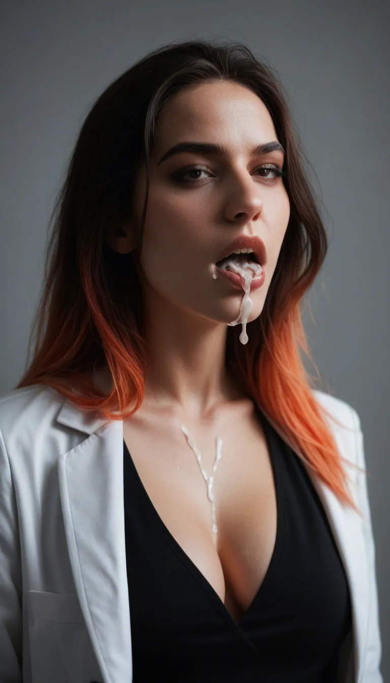 professional photo, high detail, gothic, gradient hair , cum_in_mouth, rim light, hyperrealistic