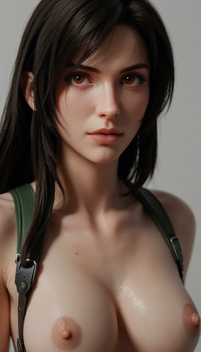 Aerith, tifa and Yuffie from final fantasy 7 are all looking at the viewer flirtatiously. They all lift their tops up revealing their perky tits underneath