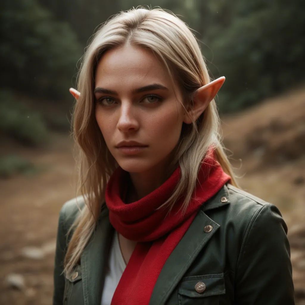 RAW photo, ultra realistic, elf woman, paizuri, scarf, 8k uhd photo