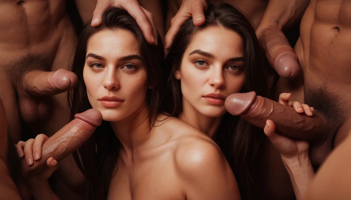 gangbang, score_9, score_8, candid photo, realistic skin texture, visible skin pores, film grain, depth of field