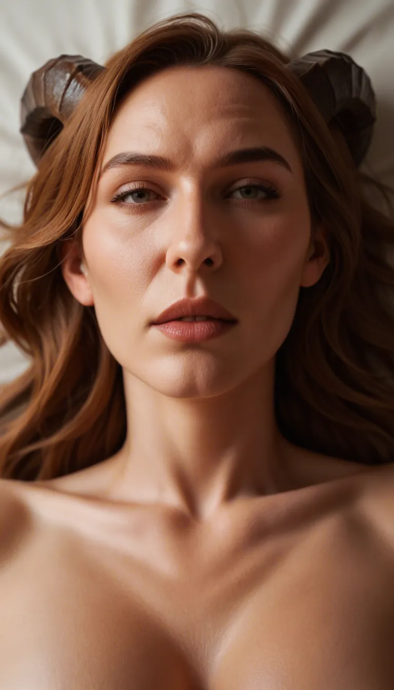studio quality, sharp focus, milf, swept bangs, horns, missionary, ambient glow, lifelike render