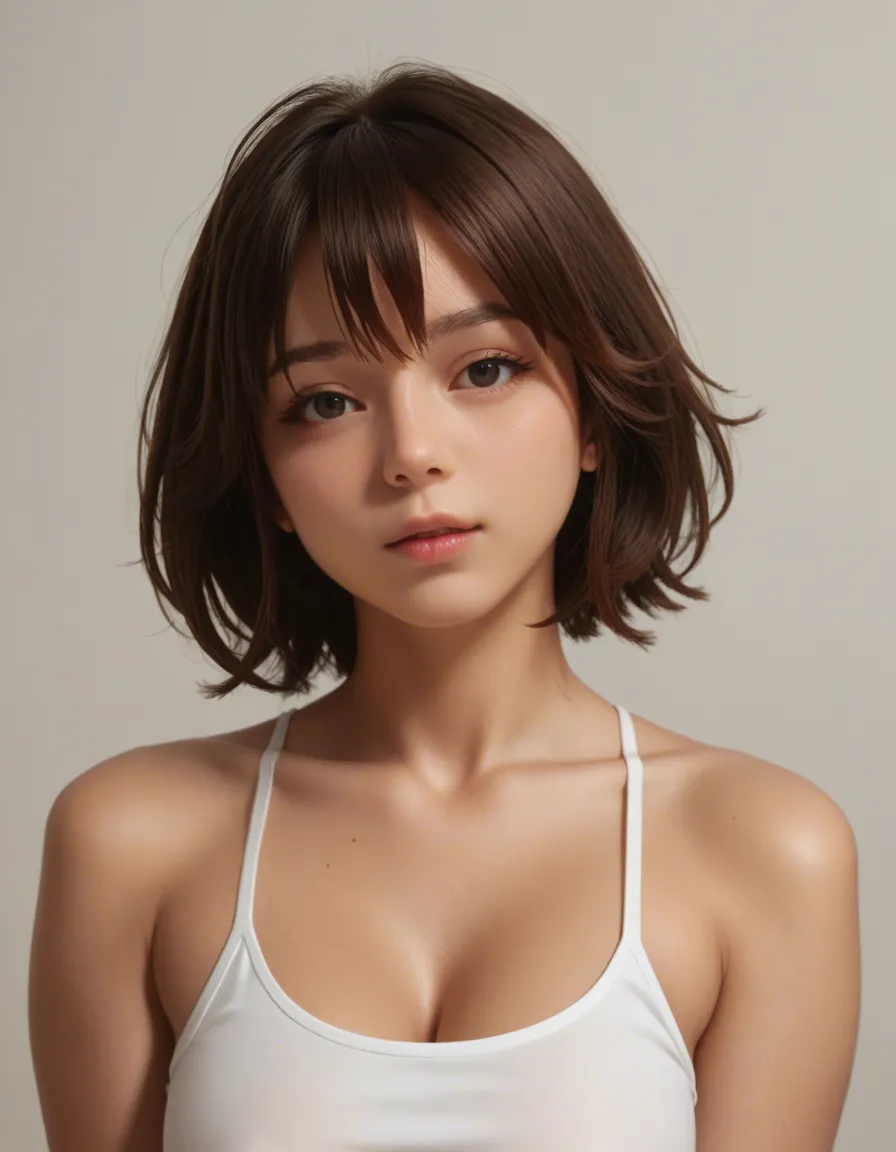 Genera una imagen de una chica anime estilo artístico, que sea muy culona y muy tetona y que tenga verga, y que esté en 4, score_9, score_8, candid photo, realistic skin texture, visible skin pores, film grain, depth of field