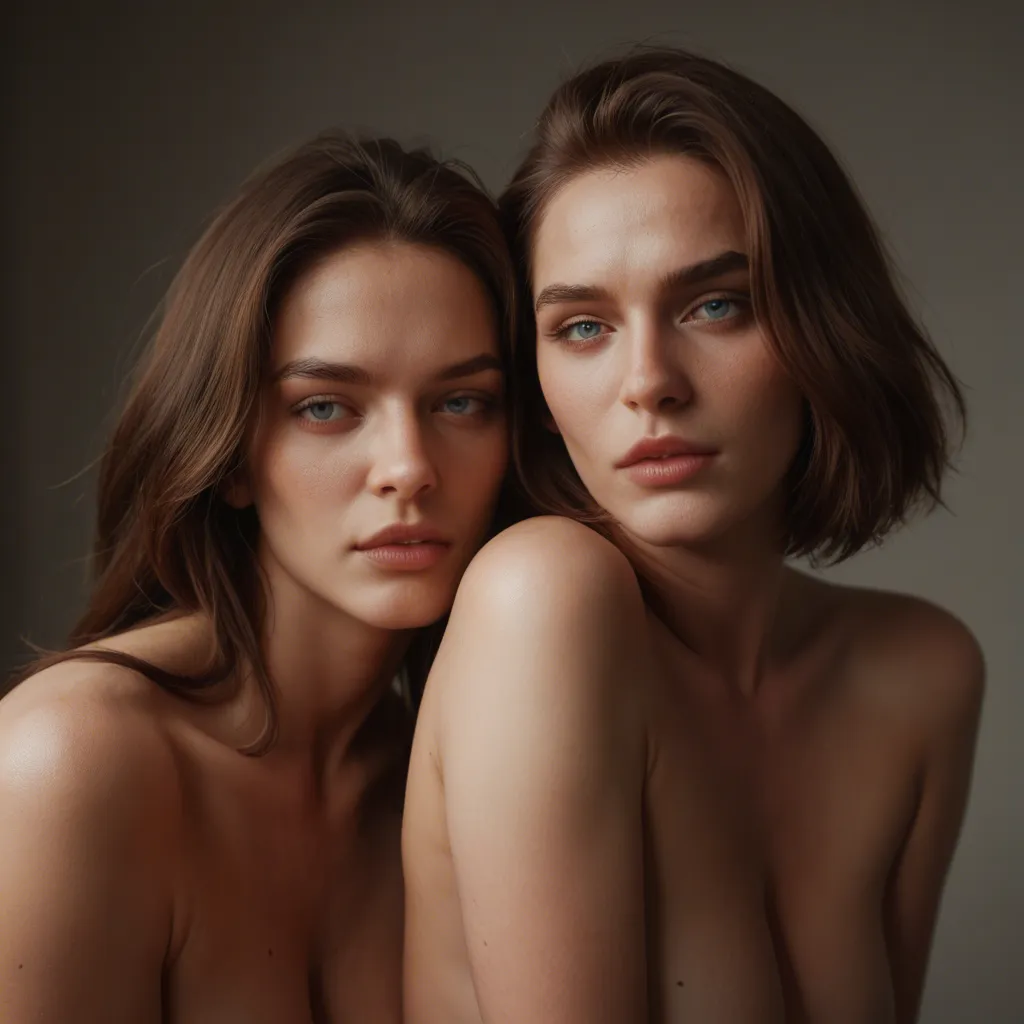 sharp focus, 8k uhd, multiple 1. 0 male and 2 female characters visible
2. Larger character: short brown hair, blue eyes, light skin, wearing brown short-sleeve shirt, anime style Caucasian features; smaller character: shoulder-length light brown hair, blue eyes, light skin, fully nude, anime style Caucasian features
3. Larger character positioned upper left to center bent over bed; smaller character lower right kneeling on floor directly in front
4. Larger character bent at waist with straight legs and hands on bed, ass facing viewer; smaller character kneeling with legs folded under, torso upright, hands gripping penis and tongue extended
5. Soft indoor lighting with strong specular highlights on glossy wet skin
6. Bedroom with large bed, purple sheets and pillows, wooden nightstand, wooden floor
7. Bed, nightstand with small objects, wooden flooring
8. Low angle camera position behind and below the larger character
9. Explicit sexual scene with visible fluids, sweat droplets, and glossy skin textures on both charactersgirls, mole, bowtie, wet pussy, water, lifelike render