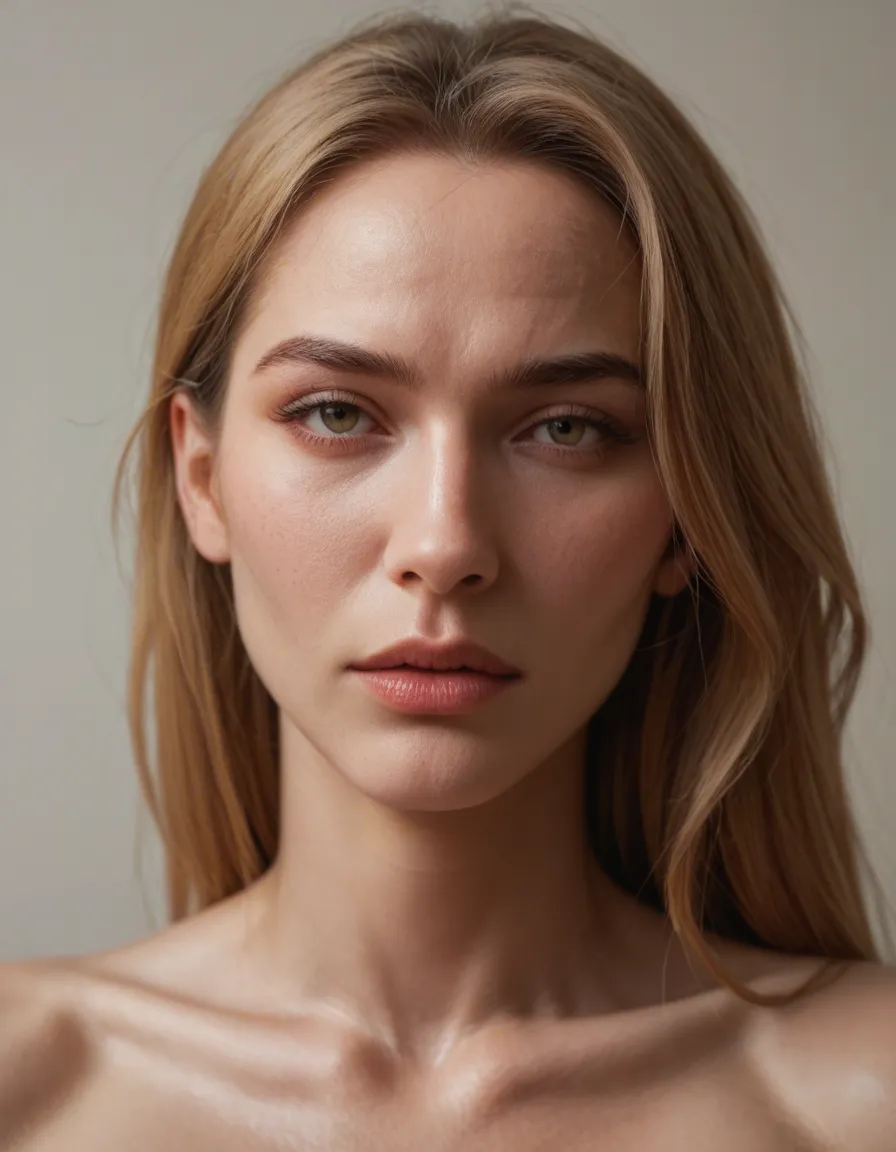 リアル　18歳　女性　欧米系　ブロンド　長髪　ヌード　全身, score_9, score_8, candid photo, realistic skin texture, visible skin pores, film grain, depth of field