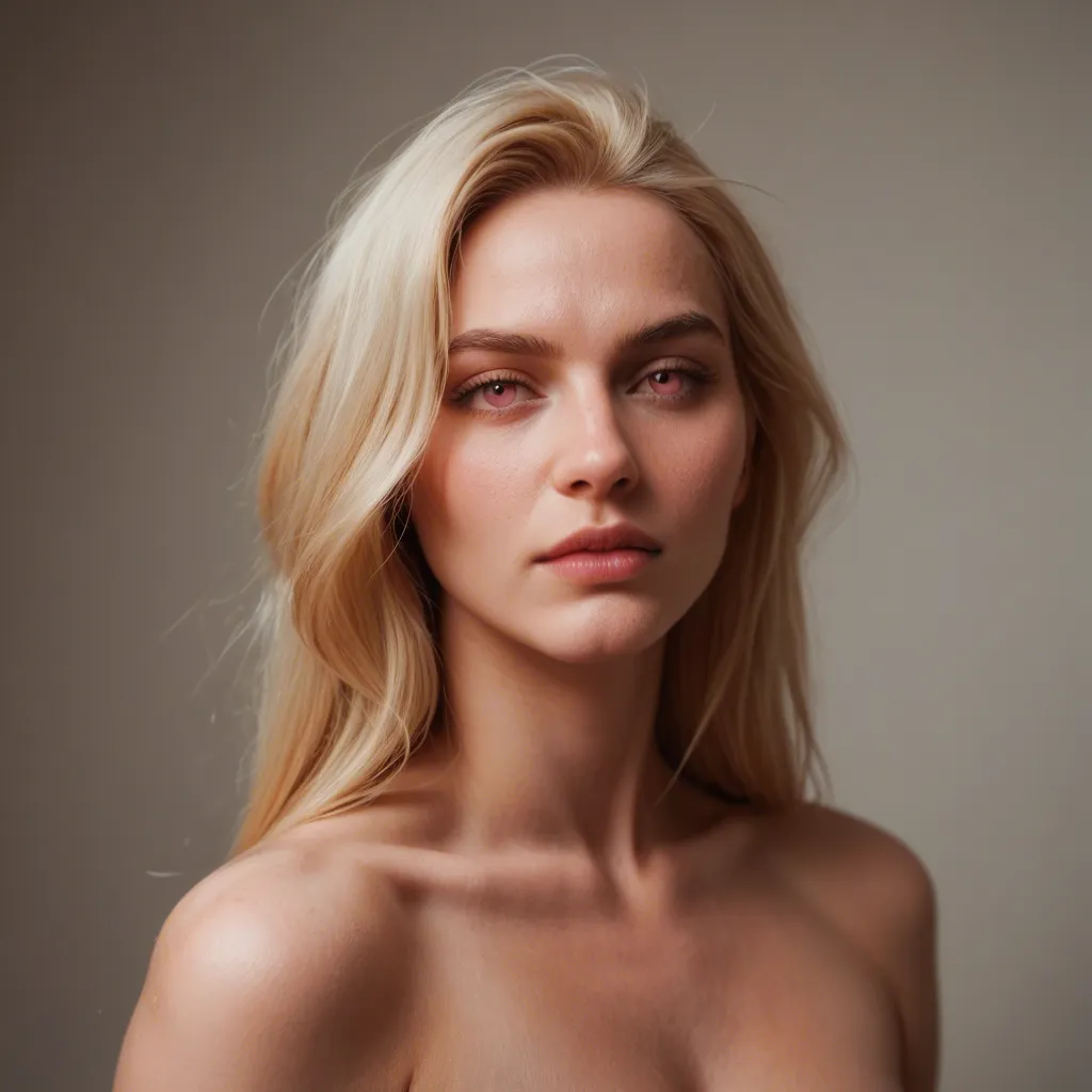 best quality, blonde_hair pink_eyes pink_boobs, score_9, score_8, candid photo, realistic skin texture, visible skin pores, film grain, depth of field