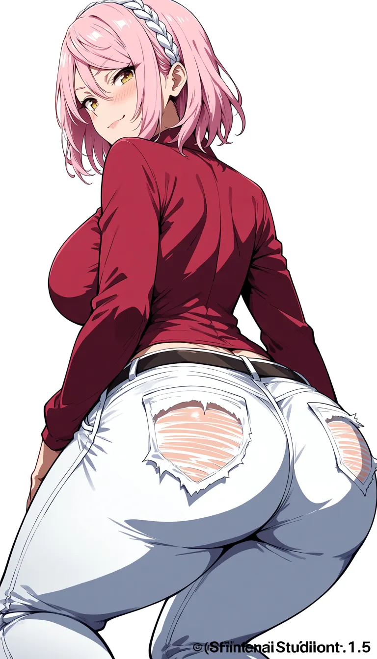 Sakura haruno in ripped white pants gets fuxked hard in reverse doggy thick ass abd big huge_breasts