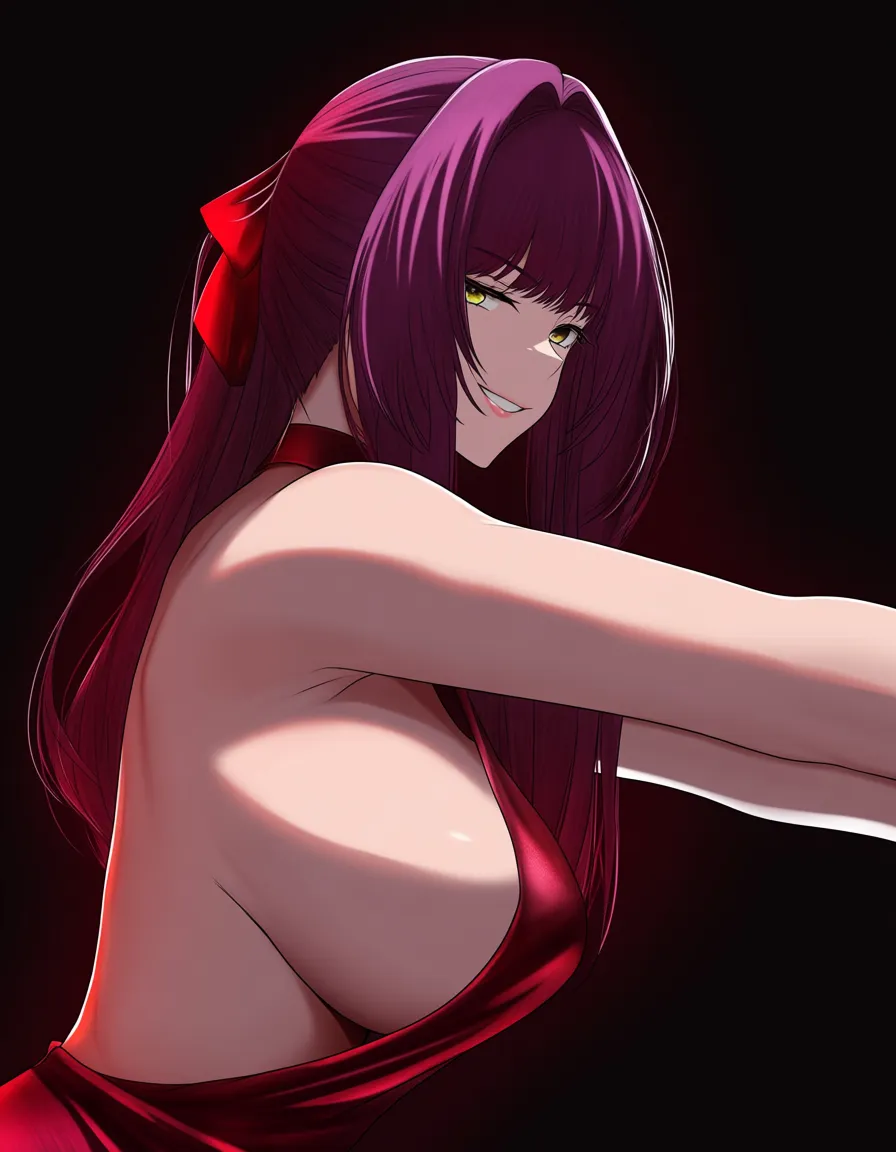 best quality, polished, milf, large breasts, evening gown, futanari, detailed shading, hentai_studio_quality
