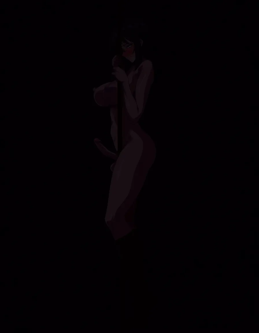 highly detailed, sharp, solo_focus ,otoko_no_ko ,boots, black_hijab, medium_breasts , small_penis, erect, shy, dark_room, spotlight, hentai_studio_quality