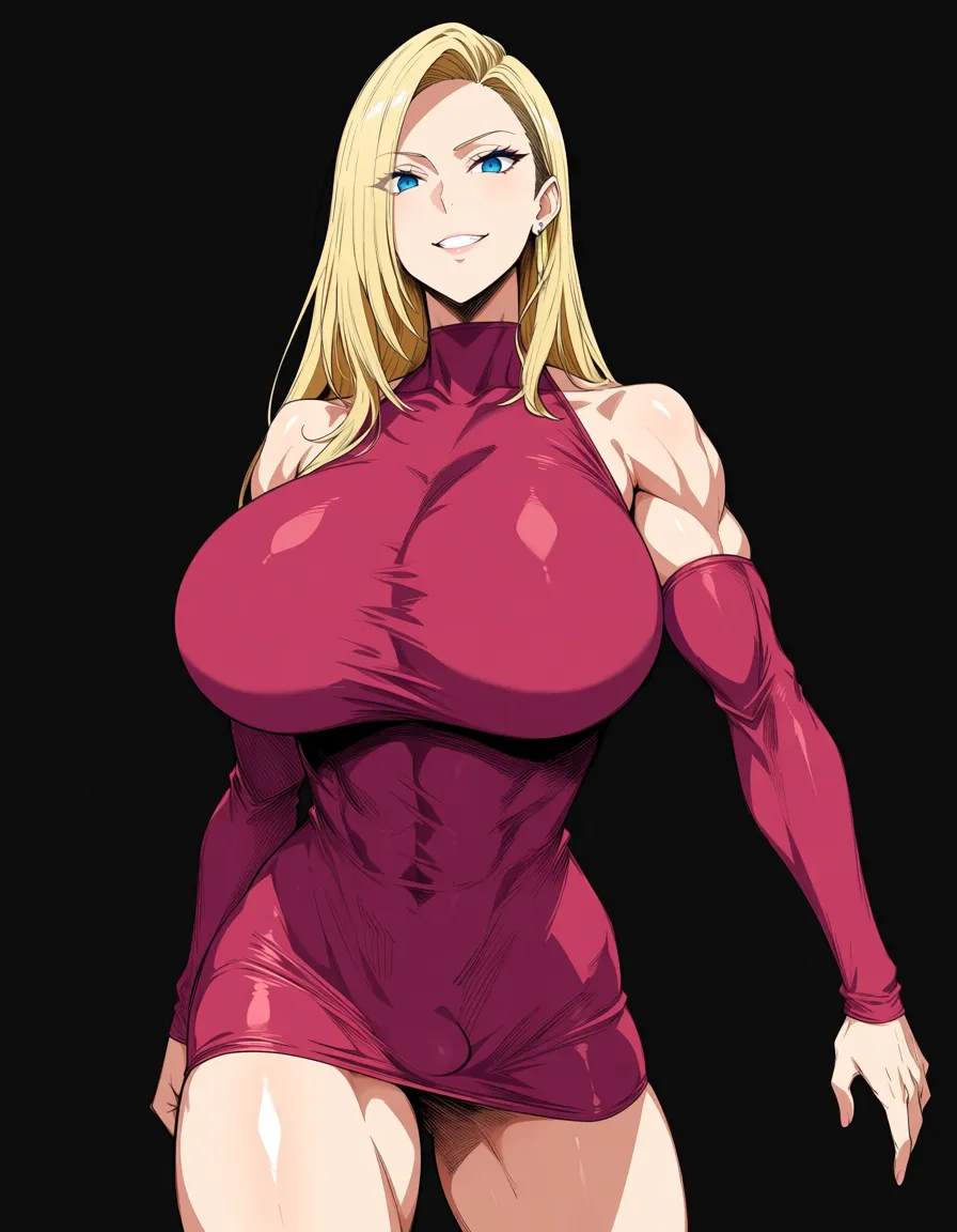 muscular_female, futanari , large_breasts, hentai_studio_quality