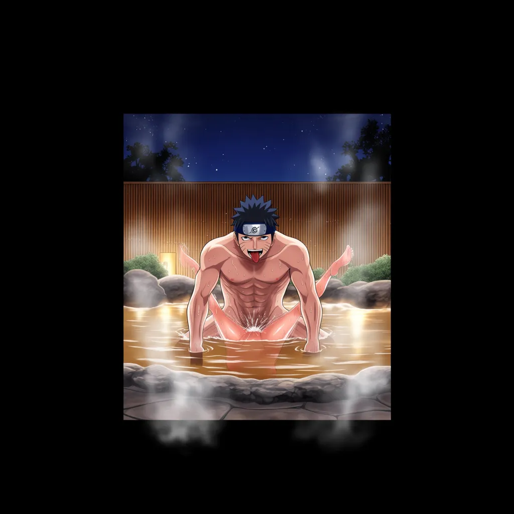 Naruto Uzumaki, @Nami (One Piece), short_hair , nude, ahegao, missionary, leg_grab, spread_legs, onsen, night_sky, hentai_studio_quality