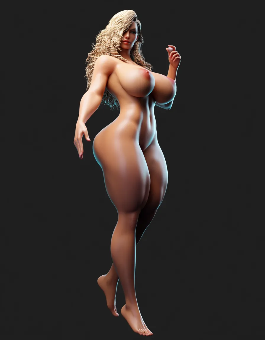 large_breasts thick_thighs anal dildo curly_hair nude, score_9, score_8, 3d render, octane render, subsurface scattering, ray tracing, smooth shading