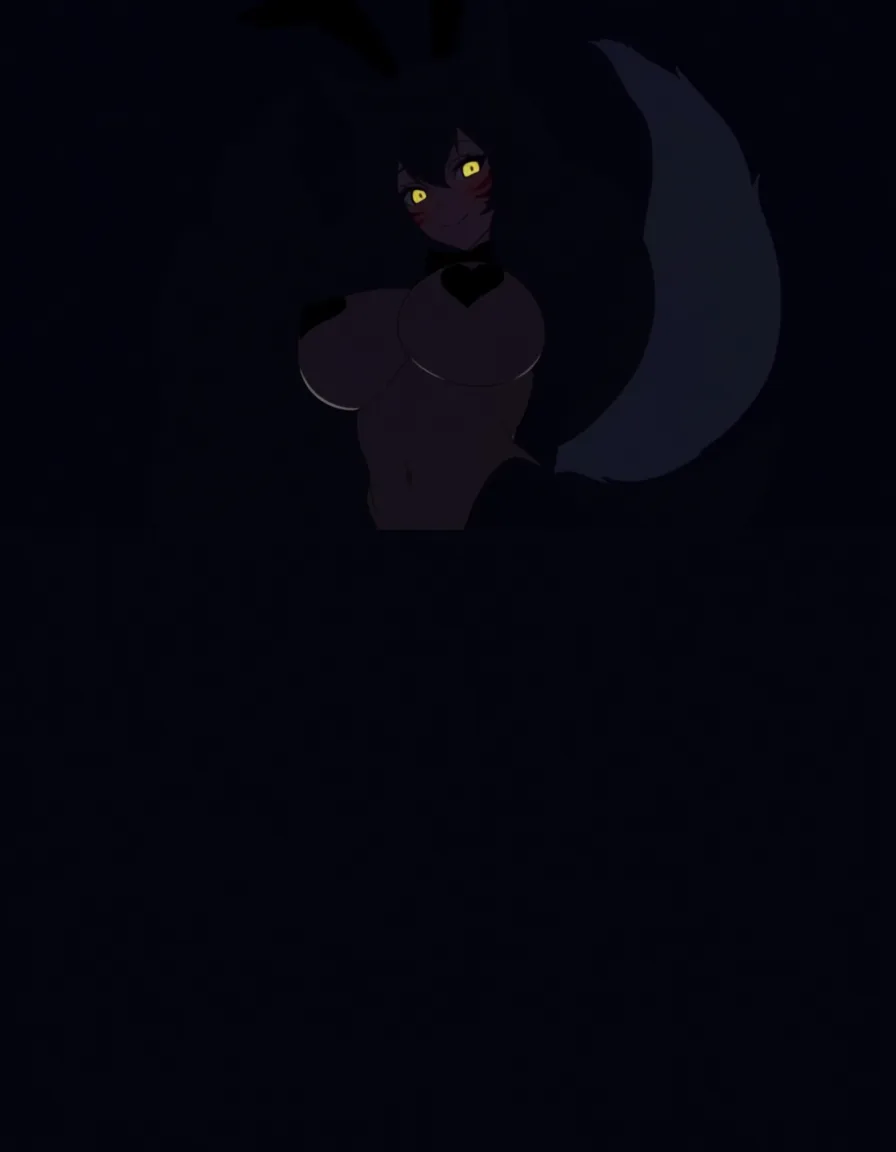 Anime league of legends ahri big breasts wide hips yellow eyes light skin black hair black fox ears nine white fox tails in a reverse bunny outfit black bunny ears black heels black bowtie black heart shaped Pasties in a room at night low lighting full moon soft smile blushing a little, hentai_studio_quality, (anime style:1.3), 2d, anime screencap, cel shading, flat color