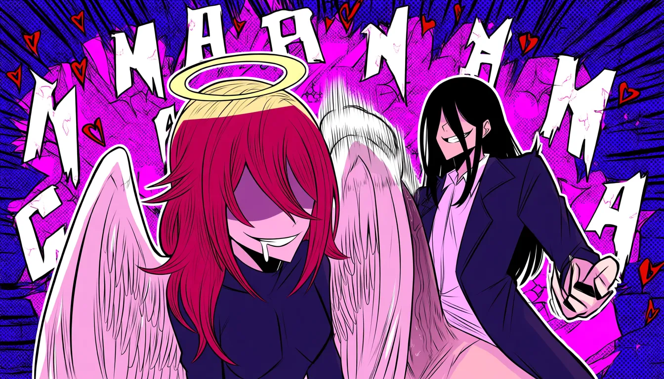((( Chainsaw_Man_style Tatsuki_Fujimoto_style Chainsaw_Man_anime_style in_the_style_of_Chainsaw_Man )))
Chainsaw_Man_anime_screencap MAPPA_Chainsaw_Man_style Angel_Devil_(Chainsaw_Man). no_chainsaws
((anal_sex)), otoko_no_ko, gay, yaoi, femboy, male, red_hair, long_hair, angel_wings, halo,
(anal sex), interracial, very_dark-skinned_male, (very_black_male), faceless_male, bald male. large big_black_penis,
(((deep anal sex))), reverse_cowgirl_position. from_side, drooling, smirk, on_bed, bouncing on large veiny penis Angel_Devil_(Chainsaw_Man).