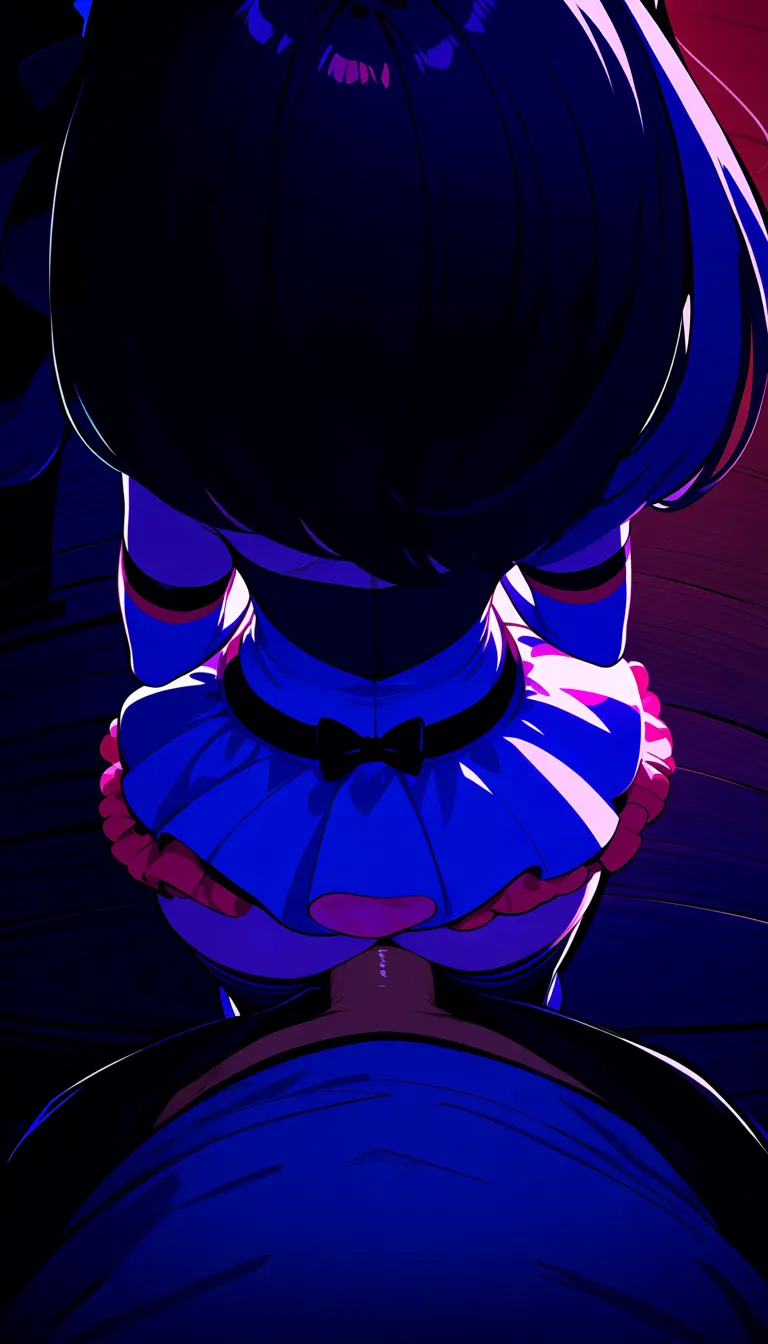 dark concert lighting, POV: looking up, japanese idol, stage, standing, sex, she's being fucked by a handsome man. Her outfit is a cute idol dress