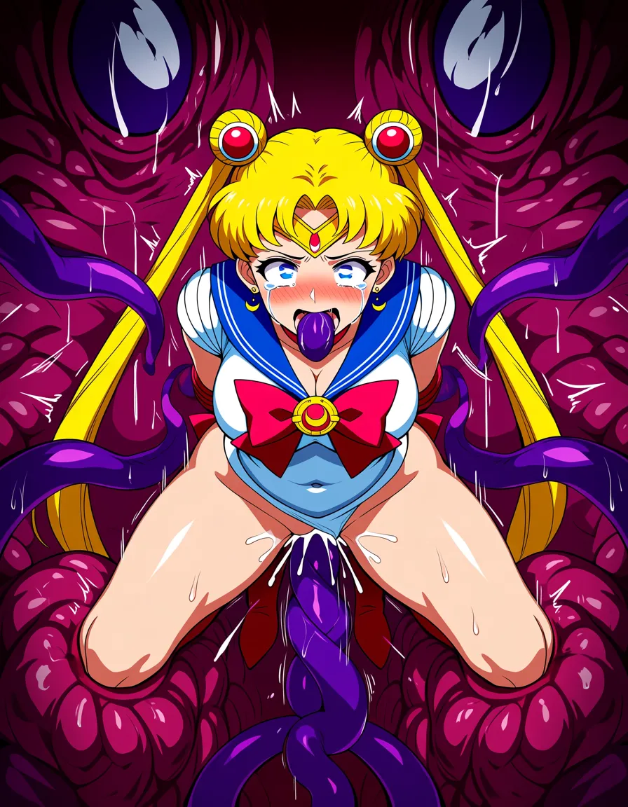 sailor moon, tentacles, fellatio , anal , vaginal , crying, hentai_studio_quality