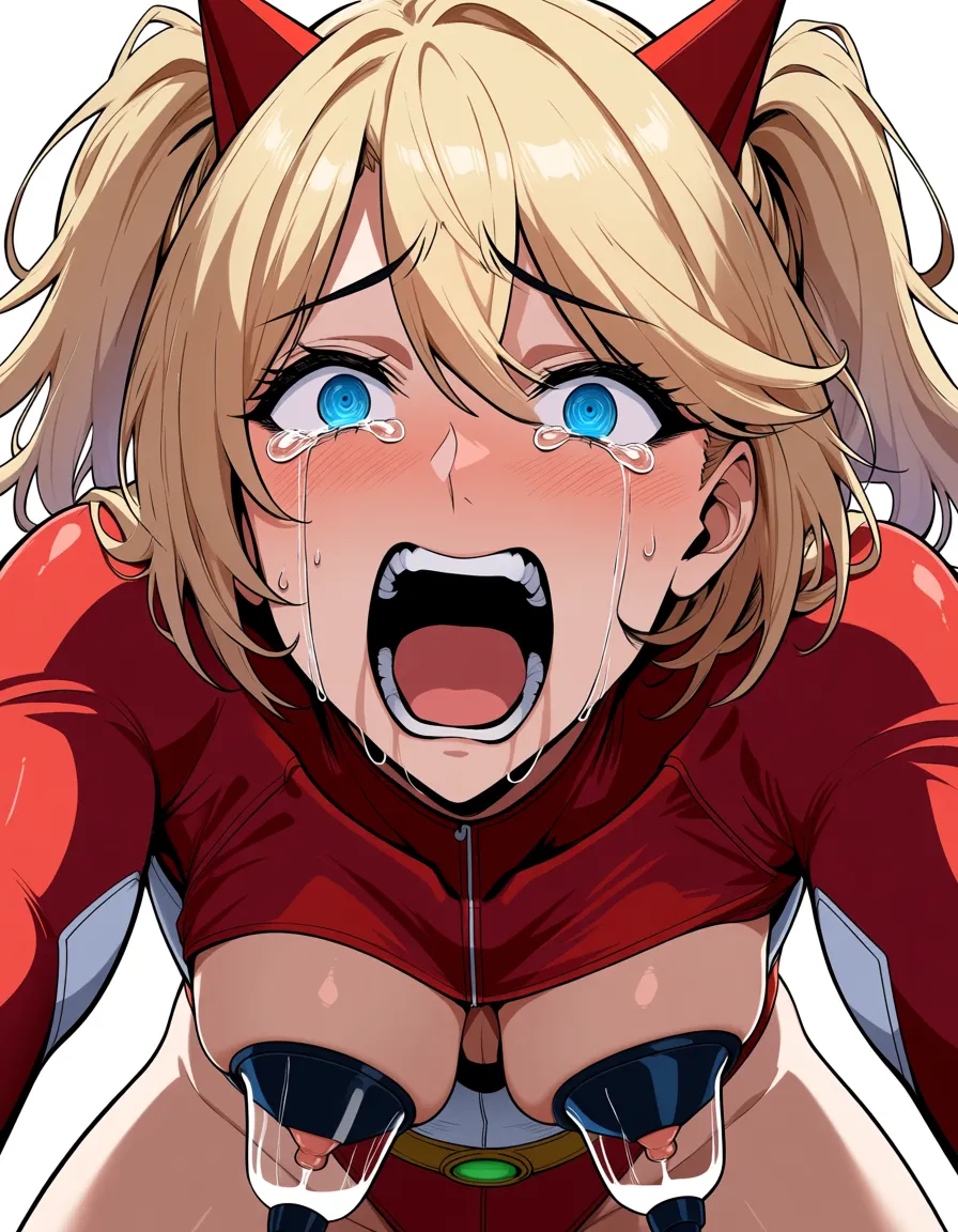 power girl , on all_fours , milking machine , crying, hentai_studio_quality