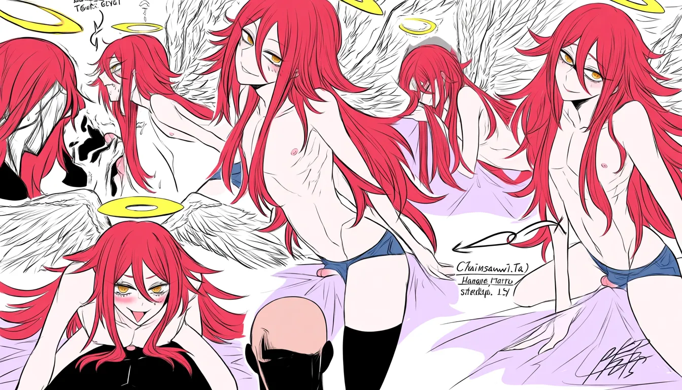 (anatomically_correct:1.5)
(Chainsaw_Man_style)
Tatsuki_Fujimoto_style
(Chainsaw_Man_anime_style)
in_the_style_of_Chainsaw_Man
(Chainsaw_Man_anime_screencap)
MAPPA_Chainsaw_Man_style
Angel_Devil_(Chainsaw_Man)
femboy_(angel_devil)
flat_boy's_chest
(otoko_no_ko, gay, yaoi, femboy, male, red_hair, long_hair, angel_wings, halo, on_bed, interracial, bald_faceless_male)
(interracial_gay_anal_sex_with_black-skinned_black_male_with_big_black_penis:1.2)
cowgirl_position, naughty_horny_smirk, deep_penetration