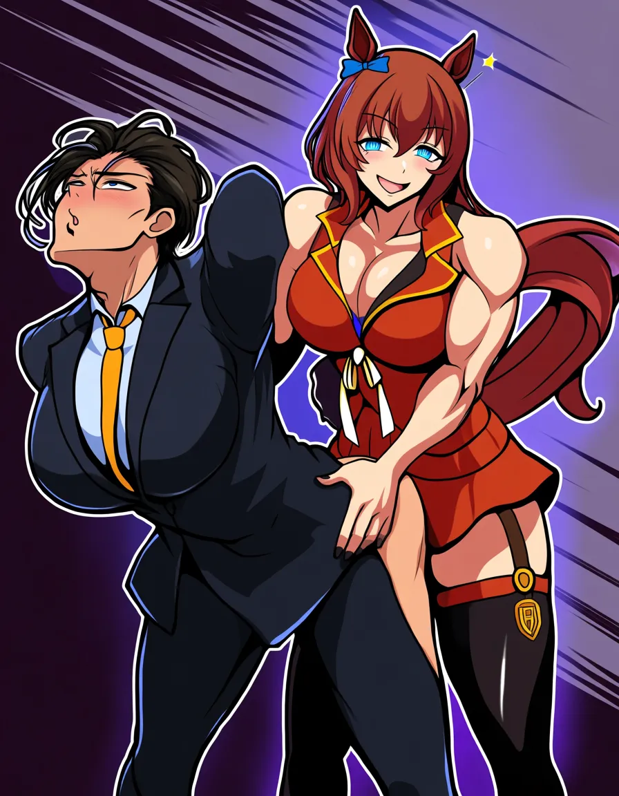 /masterpiece /ultra_detailed absurdres /sharp_focus outline 1boy 1futa maruzensky_(umamusume) trainer_(umamusume) trainer_(umamusume) full_body futanari futa_on_male futa_penetrating_male anal futa_penetrating_male anal_sex futa_penetrating_male male_penetrated male_penetrated femdom girl_on_top short_hair blue_eyed_female futa_penetrating_male muscular_female, hentai_studio_quality