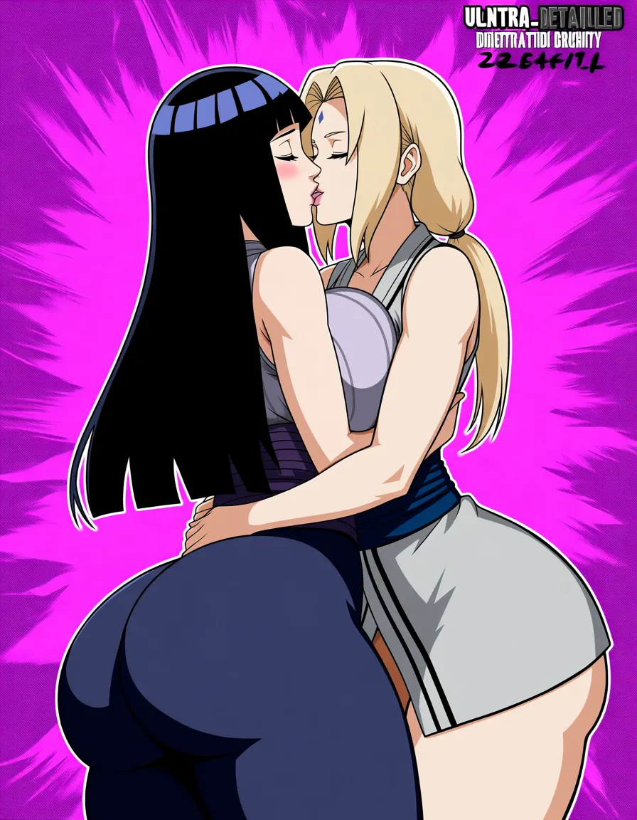 Hinata from the Naruto anime, huge breasts, thick thighs, classic backless_outfit 


Tsunade from the Naruto anime, huge breasts, thick thighs, classic backless_outfit 


2 girls, kissing lesbian, background white_background 




[[ULTRA_DETAILED]](Masterpiece quality, ultra-detailed, sharp, waifu fanart, mega quality.),, hentai_studio_quality, hentai_studio_quality, hentai_studio_quality, hentai_studio_quality, hentai_studio_quality, hentai_studio_quality, hentai_studio_quality, hentai_studio_quality, hentai_studio_quality, hentai_studio_quality, hentai_studio_quality, hentai_studio_quality, hentai_studio_quality