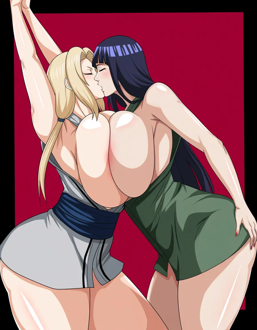 Hinata from the Naruto anime, huge breasts, thick thighs, classic backless_outfit 


Tsunade from the Naruto anime, huge breasts, thick thighs, classic backless_outfit 


2 girls, kissing lesbian, background white_background 



((MEGA DETAILED QUALITY)), hentai_studio_quality