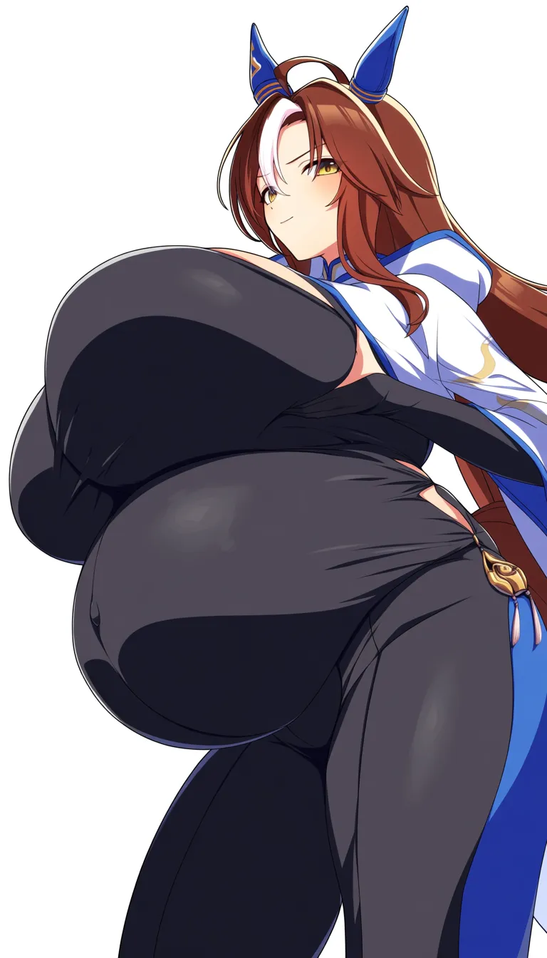 @oguri_cap_(umamusume). Xian costume. gigantic breasts. chubby Sexy. Pregnant., hentai_studio_quality