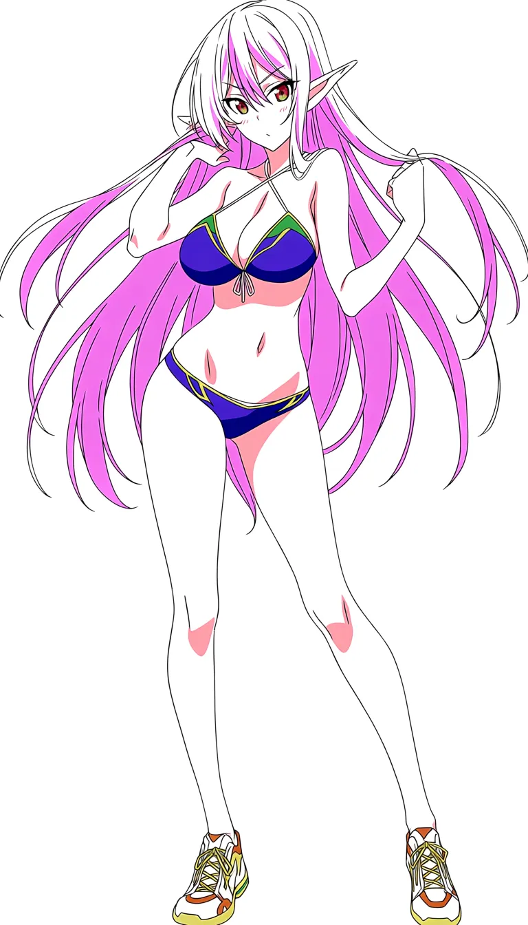 highly detailed, vibrant, 1girl, hair pull, pointy ears, shoes, soft anime shading squriting