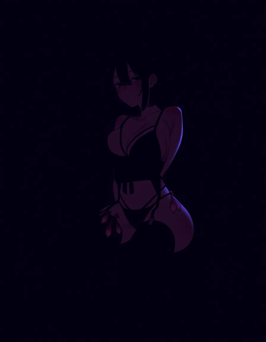 @uraraka_ochaco, perfect body,rounded hips, detailed body, medium_breasts, shiny skin, seductive kneeling on bed in dark bedroom , seductive_smile, black bra, black string panties , black high Stockings , black garter_belt, string lingerie, thigh accessory, night, night sky light, soft light, smooth light, hyper used condom-filled womb x-ray, hentai_studio_quality