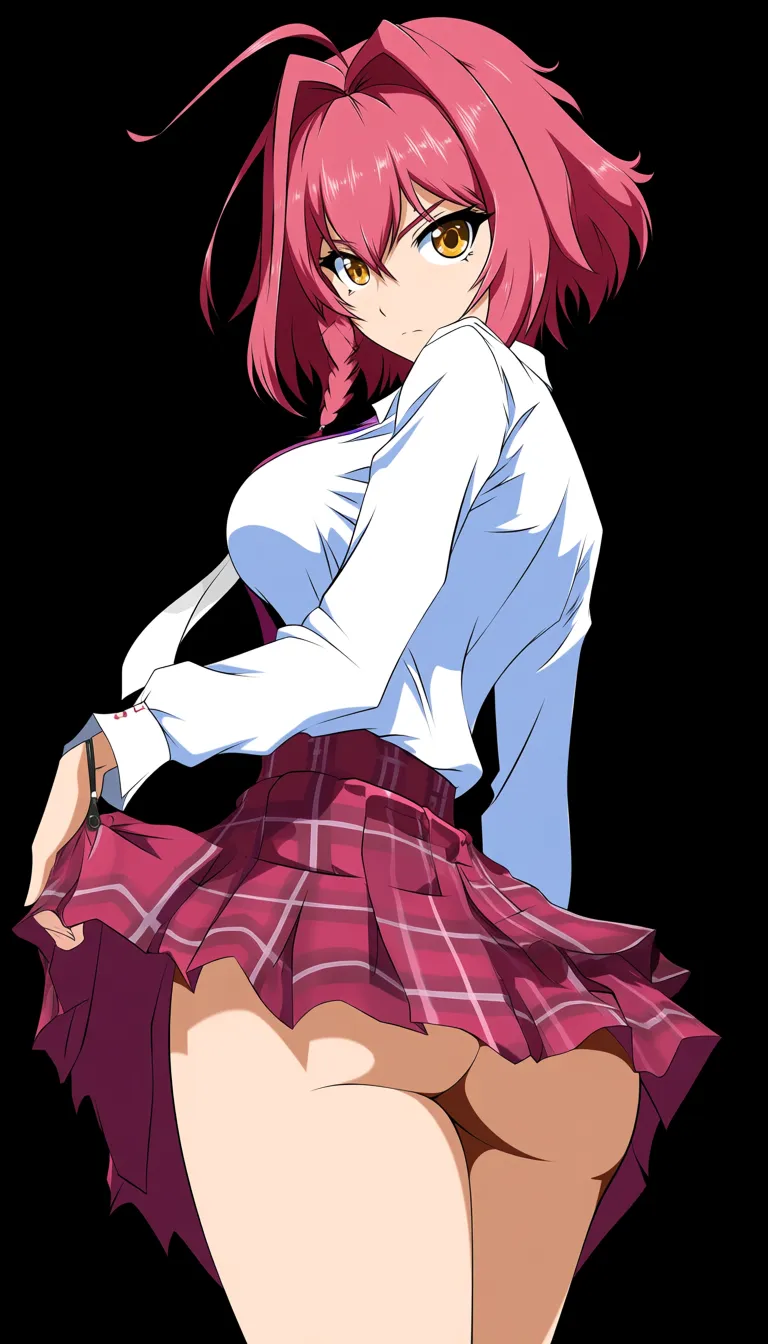 comic otoko_no_ko yaoi from_behind from_below skirt_lift from, (anime style:1.3), 2d, anime screencap, cel shading, flat color, @00osamio00
