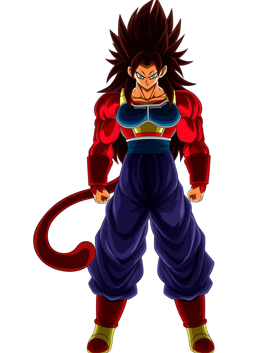 Girl, Saiyan_girl, massive_breasts, massive_ass, Saiyan_armor, Monkey_tail, full_body, Broken_armor, evil_smile, long_hair, standing, Front_view, Super_saiyan, hentai_studio_quality