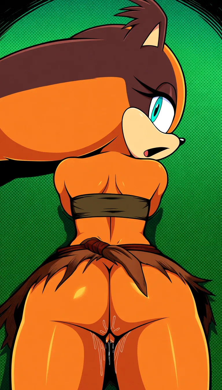 Original sticks the jungle badger from Sonic BOOM,  Mint colored eyes, from behind, on stomach, open mouth, moaning, on stomach  sex, pov vaginal sex, pov white no hairs cock, no pov hands,  jungle, Brown worn-down tube top and Brown skirt tied with an auburn  belt, Pussy  juice, no panties, medium ass, manga panel look, sideway glance,, hentai_studio_quality, hentai_studio_quality, hentai_studio_quality, hentai_studio_quality, hentai_studio_quality, hentai_studio_quality, hentai_studio_quality, hentai_studio_quality, hentai_studio_quality, hentai_studio_quality